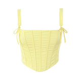 Pbong  Summer Women Yellow Bone Slim Fit Camis Back Zipper Female Tank Tops Chic Party Crop Top