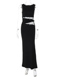 Sheer Lace Sleeveless Sexy Maxi Dress For Women Gown Summer Patchwork Fashion O Neck Bodycon Long Tank Dress Vestido