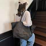 Pbong  Large Canvas Shoulder Bag for Women Ladies Tote Shopper Bag Korean Fashion Luxury Designer Female Handbags Purses Travel  black bag tote bag