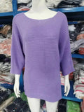 Pbong  Autumn Spring Solid Casual Knitwear Pullover Loose Tops Women O-Neck 3/4 Long Sleeve Knitwear Sweaters