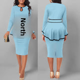 Pbong  SexyElegant Amazon Cross-Border Suit Dress Ruffle Edge Top Side Slit Skirt 2-Piece Set For Women