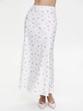 2025 Summer Floral Printed Pink Long Skirt For Women Casual High Waist Slim Elegant Party Maxi Skirt Female Stain Dress Clothes