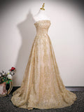 Pbong  Champagne Gold Evening Gown Women's New High-End Luxury Small Audience Banquet Elegance Hostess Tube Top Drinking Dress