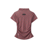 American Fashion Korean Cool Plaid Thin Slim T Shirts Y2k Aesthetic High Street Short Skirts Casual Punk Vintage Two Piece Sets