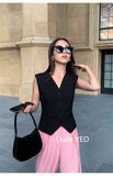 Women's Suit Vest Coat 2025 Spring Summer Sleeveless Retro Style Ladies Blazer Vest Temperament Short Lady Cardigan Waistcoat