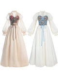 Gothic Medieval Dress Women Vintage Long Sleeve Sweetheart Dress Soild Court Style Dresses Formal Banquet Prom Party Dresses