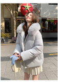 Preppy Style Sweet Parkas Women Cute Long Sleeve Vintage Faux Fox Hooded Cotton Coat Korean Winter Thick Warm New Outwear