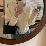 Oversized Collar Knit Cardigan for Women Chunky Knit  Button Down Sweater Jacket Cozy Knitwear Teen-girl Fall Winter Outfit