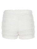 Pbong  Holiday Style Lace Patchwork Ruffle Texture Fabric Shorts Women's Causal Chic Slimming All Match Micro Bottoms White Homewear