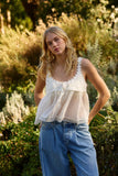 Lace Embroidery Sweet Chic Tank Top V-neck Loose Patchwork Summer Vest Cotton Blend Sleeveless Fashion Vacation Camisole 2025