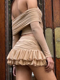 Sexy Off-shoulder Skirt Two Pieces Sets For Women Sleeveless Slim Fit Crop Top And Short Skirt Female Two Pieces Sets