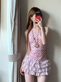 Y2k Japanese Harajuku Slim Polka Dot Camis 2000s American Vintage Sexy Hot Girl Sleeveless Tops Korean Fashion Seeet Tanks Chic