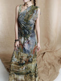 Renaissance Oil Painting Long Luxury Dresses 2025 Vintage Sleeveless Backless A Line Evening Maxi Dress Woman Clothing
