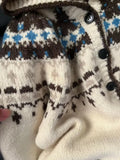 Pbong  Lush Knitted Lazy Style Winter Sweater Coat Single Button Fair Isle Motif Soft Cozy Hooded Ultra Long Sleeve Macaron Color Kn...