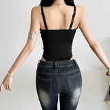 Pbong  Women's Solid Color Jumpsuit Perspective Lace Mesh Jumpsuit Summer Casual Sleeveless Bodysuit Casual Street Outfit