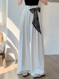 Pbong  Chic Lace Up Suit Wide Leg Pant Women Elegant Loose High Waist Bow Trousers Korean Fashion Female Casual Sweet Pants New