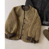 Pbong  New round Neck Single Buttoned Sheepskin Faux Fur Integrated Soft Satin Women's Jacket Trendy Top Fashion Spring