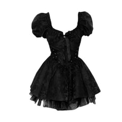 Gothic Black Mini Dress Women Vintage Sexy Spaghetti Strap High Waist  Dresses 90s Egirl Punk Grunge Slim Party Club Dress Women