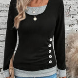 Pbong  T-shirt Women's Large Knitted Casual Solid Color