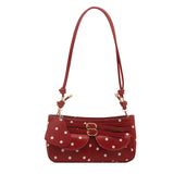 Pbong  Women Dot PU Underarm Pouch Korean Armpit Bag Multi-Pocket Cute Shoulder Bag Shopping Travel Lightweight Crossbody Bags