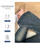 Spring 2025 Women's Retro Micro Flare Jeans Elastic Slimming High Waist Long Cotton Stretch Denim Blue Wear Resistant