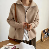 Rib Knit Zip Up Cardigan for Women Zipper Front Raglan Long Sleeve Sweater Jacket Coat Comfy Knitwear Fall Winter Vintage Outfit
