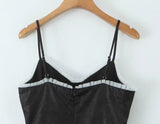 2025 Summer Mesh Patchwork Chic Black New Dress Fashion V-neck Sleevelss Party Slip Dress A-line Pleat Y2K Street Short Dress