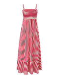 Pbong  Women's Long Cami Dress Stripe Print Spaghetti Strap Loose A-line Flowy Dress Summer Casual Bohemian Elegant Chic Dresses