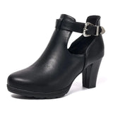 Pbong  Women's Closed-Toe High Heels with Single Strap and Chunky Heel, Stage Performance Dance Shoes, Single Shoes, Mother's Shoes