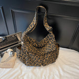 Pbong  Leopard Cloth Tote Bags Lady Shopper Shopping Shoulder Bag for Women Korean Fashion Y2K Casual  Crossbody Bags
