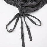 Vintage Drawstring Hooded Backless Transparent Dress