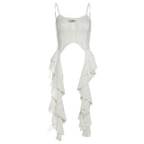 Y2k Aesthetic Patchwork Ruffles Clothes Sexy Women High Street Punk 2024 Top Sleeveless Crop Tanks Summer New Popular Clothing