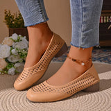 New Fashion Women's Summer Design Temperament Hollow High Heel Shoes Leather Square Head Shallow Mouth Shoes Zapatos Mujer