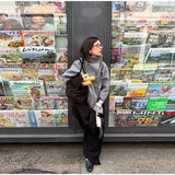 Solid High Neck Double Button Topcoat Dropped Shoulder Loose 2025 Autumn Short Elegant Jacket Women Urban Casual Lady Outerwear