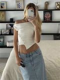 Summer Solid Patchwork Tank Top Side Split Casual High Street For Women Crop top Fashion Streetwear Female Y2k Top Vest