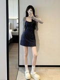 Korean Style Floral Print Open Cardigan Dress Two-Piece Set Unique Design Spring Summer Season Women's Fashion Soft Polyester...