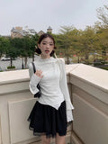 Two Pieces Long-sleeved T-shirt Women Base Tops Design Early Spring New Y2k Tees Korean Fashion Ropa De Mujer