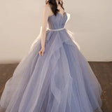 Pbong  Purple Fluffy Skirt New Evening Dress Banquet Femininity Is Simple and Generous Formal Dress Women Elegant Evening Dresses