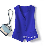 Women's Suit Vest Coat 2025 Spring Summer Sleeveless Retro Style Ladies Blazer Vest Temperament Short Lady Cardigan Waistcoat
