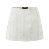 Pbong   French Retro Sweet Floral Print A-line Mini Skirt Women Sexy Low Waist Vacation Summer Skirts