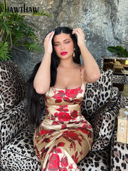 Women Floral Printed Bodycon Party Beach Vacation Midi Dress Streetwear Summer Clothes Wholesale Items For Business