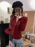 Half Lace Up Sweater for Women Long Sleeve Slim Fit Knitted Tops Pullovers Femal Lace-up Jumper Autumn Winter Y2K Outfit