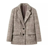 New Women's Collar Plush Jacket Elegant Loose Chic Coat Winter Thicken Fashion Office Ladies Warm Button Jacket