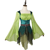 Women's Elf Medieval Green Fairy Dress Magical Elf Dress and Belt with Wings Halloween Cosplay Costumes Elf Role-playing Costume