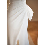 White Evening Gown Women's Fi Tail High-End Simple Sexy Long Dr Host Vocal Art Exam Wedding Dr Korean Sle mid Waist