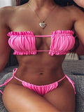 Tie Back Marble Sleeveless Bikini Women Sexy String Swimsuit Swimwear Female Bathers Bathing Swimming Swim Suit Beachwear
