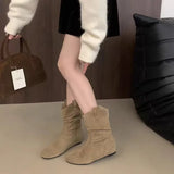 Elegant Comfortable Women's Shoes Autumn Winter Height-increasing Women's Boots Retro Minimalist Midsole Round Toe Boots 44