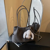 Pbong  Large Capacity Tote Bag Commuter Bag Women's Simple Underarm Bag Autumn Winter New Style City Minimalist PU Bucket Shape Magn...