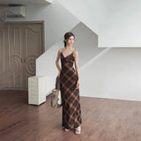 Elegant Retro Casual Maxi Dresses Summer Stripe Bow Halter Dress Straight Slender Dress High Street Party Women's Wear