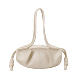 Women's Black Crinkled Faux Leather Shoulder Bag Ruched Texture Knot Decor Casual Daily Underarm Bags Handbag New Trend